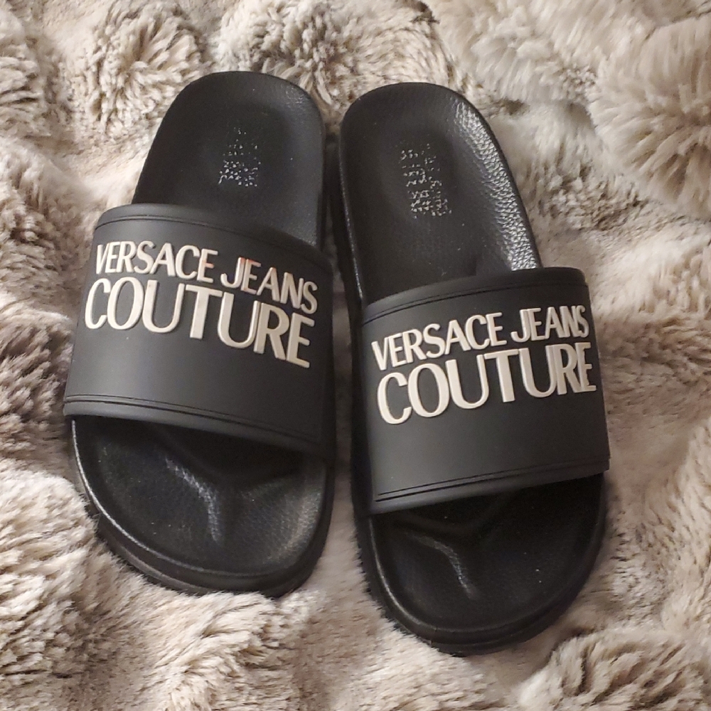 Versace Jeans Collection Black Slippers